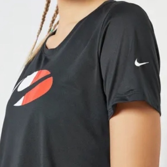 NIKE TRAINING/ CROP TOP DRI-FIT / BLACK-RED / SIZE S - Picture 9 of 12